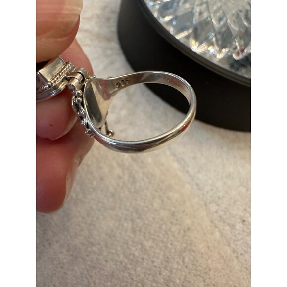 Amber Bali Sterling Silver Hinged Poison Ring Size 8 New Gift - Picture 10 of 14